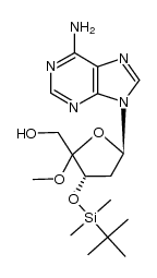3'-O-(tert-butyldimethylsilyl)-2'-deoxy-4'-methoxyadenosine结构式