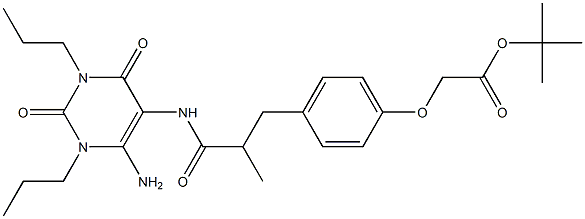 Acetic acid,[4-[3-[(6-amino-1,2,3,4-tetrahydro-2,4-dioxo-1,3-dipropyl-5-pyrimidinyl)amino]-2-methyl-3-oxopropyl]phenoxy]-,1,1-dimethylethyl ester, structure