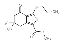 6,6-二甲基-4-氧代-3-(丙基硫代)-4,5,6,7-四氢苯并[C]噻吩-1-羧酸甲酯结构式