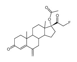 17α-Acetoxy-21-fluor-6-methylen-pregn-4-en-3,20-dion结构式