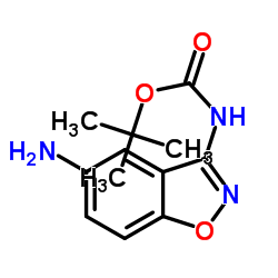 5-氨基苯并[D]异恶唑-3-氨基甲酸叔丁酯结构式