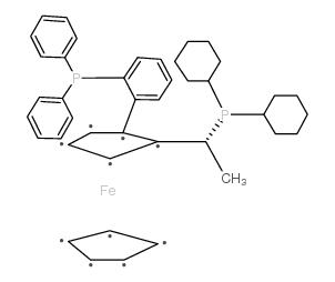 (r)-1-[(r)-2-[2-(diphenylphosphino)phenyl]-ferrocenyl]ethyldicyclohexylphosphine Structure
