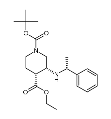 (3R,4R)-1-Boc-4-ethyloxycarbonyl-3-((R)-1-phenylethylamino)piperidine结构式
