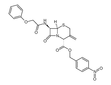(6R)-3-methylene-8-oxo-7t-(2-phenoxy-acetylamino)-(6rH)-5-thia-1-aza-bicyclo[4.2.0]octane-2ξ-carboxylic acid 4-nitro-benzyl ester Structure
