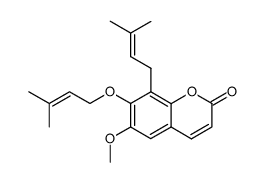 6-methoxy-8-(3-methyl-but-2-enyl)-7-(3-methyl-but-2-enyloxy)-coumarin结构式