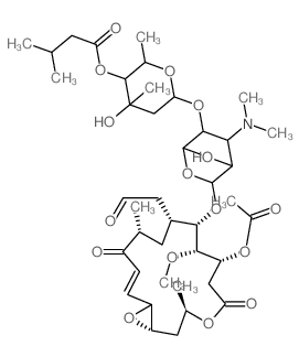 Leucomycin V,9-deoxy-12,13-epoxy-12,13-dihydro-9-oxo-, 3-acetate 4B-(3-methylbutanoate),(12S,13S)- picture