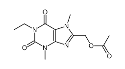 8-acetoxymethyl-1-ethyl-3,7-dimethyl-3,7-dihydro-purine-2,6-dione结构式