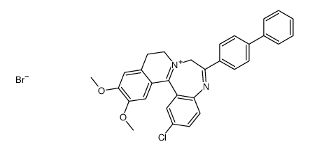 7H-Isoquino(2,1-d)(1,4)benzodiazepin-8-ium, 9,10-dihydro-6-(4-biphenylyl)-2-chloro-12,13-dimethoxy-, bromide Structure