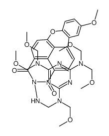 2-((((4,6-Bis(bis(methoxymethyl)amino)-1,3,5-triazin-2-yl)(methoxymethyl)amino)methyl)amino)-9-methoxy-1H-xantheno(2,1,9-def)isoquinoline-1,3(2H)-dione Structure