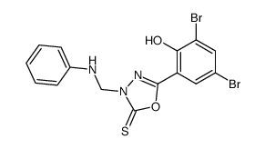 5-(3,5-Dibromo-2-hydroxy-phenyl)-3-phenylaminomethyl-3H-[1,3,4]oxadiazole-2-thione结构式