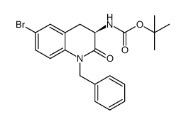 (R)-(1-benzyl-6-bromo-2-oxo-1,2,3,4-tetrahydroquinolin-3-yl)-carbamic acid tert-butyl ester结构式