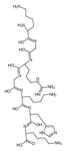 (2S)-6-amino-2-[[(2S)-2-[[(2S)-6-amino-2-[[2-[[(2S)-2-[[2-[[(2S)-2,6-diaminohexanoyl]amino]acetyl]amino]-5-(diaminomethylideneamino)pentanoyl]amino]acetyl]amino]hexanoyl]amino]-3-(1H-imidazol-5-yl)propanoyl]amino]hexanoic acid Structure