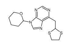 6-(1,3-dithiolan-2-ylmethyl)-9-(oxan-2-yl)purine结构式