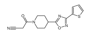 3-oxo-3-[4-(3-thiophen-2-yl-1,2,4-oxadiazol-5-yl)piperidin-1-yl]propanenitrile structure