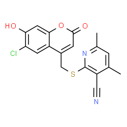 2-{[(6-chloro-7-hydroxy-2-oxo-2H-chromen-4-yl)methyl]sulfanyl}-4,6-dimethylpyridine-3-carbonitrile结构式