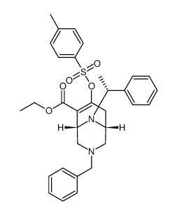 ethyl 3-benzyl-9-((S)-1-phenylethyl)-7-(tosyloxy)-3,9-diazabicyclo[3.3.1]non-6-ene-6-carboxylate Structure