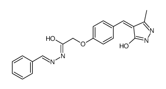 N-[(E)-benzylideneamino]-2-[4-[(Z)-(3-methyl-5-oxo-1H-pyrazol-4-ylidene)methyl]phenoxy]acetamide Structure