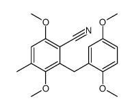 2-[(2,5-dimethoxyphenyl)methyl]-3,6-dimethoxy-4-methylbenzonitrile Structure