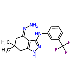 6,6-DIMETHYL-3-((3-(TRIFLUOROMETHYL)PHENYL)AMINO)-5,6,7-TRIHYDRO1H-INDAZOL-4-HYDRAZONE picture