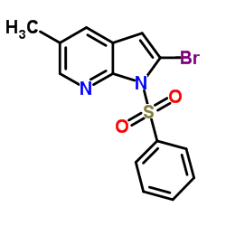1-(Phenylsulphonyl)-2-bromo-5-Methyl-7-azaindole structure
