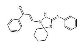 (E)-3-(2-anilino-1-thia-3,4-diazaspiro[4.5]dec-2-en-4-yl)-1-phenylprop-2-en-1-one Structure