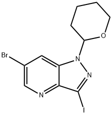 6-Bromo-3-iodo-1-(tetrahydro-2H-pyran-2-yl)-1H-pyrazolo[4,3-b]pyridine结构式