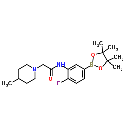 N-(2-氟-5-(4,4,5,5-四甲基-1,3,2-二噁硼戊环-2-基)苯基)-2-(4-甲基哌啶-1-基)乙酰胺结构式