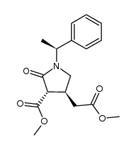 methyl (3S,4S,1'S)-[3-methoxycarbonyl-2-oxo-1-(1'-phenyleth-1'-yl)pyrrolidin-4-yl]acetate结构式