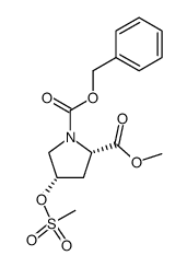 (2S,4S)-4-Methanesulfonyloxy-pyrrolidine-1,2-dicarboxylic acid 1-benzyl ester 2-methyl ester Structure