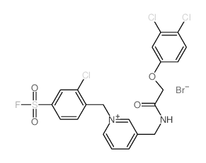 Pyridinium,1-[[2-chloro-4-(fluorosulfonyl)phenyl]methyl]-3-[[[2-(3,4-dichlorophenoxy)acetyl]amino]methyl]-,bromide (1:1) Structure