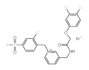 Pyridinium,1-[[2-chloro-4-(fluorosulfonyl)phenyl]methyl]-3-[[[2-(3,4-dichlorophenoxy)acetyl]amino]methyl]-,bromide (1:1) structure