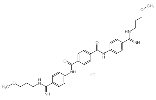 1,4-Benzenedicarboxamide,N1,N4-bis[4-[imino[(3-methoxypropyl)amino]methyl]phenyl]-, hydrochloride (1:2)结构式