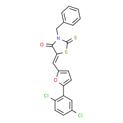 3-benzyl-5-{[5-(2,5-dichlorophenyl)-2-furyl]methylene}-2-thioxo-1,3-thiazolidin-4-one结构式