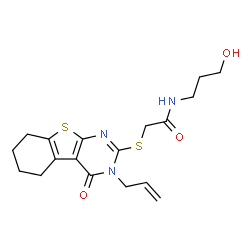 2-((3-allyl-4-oxo-3,4,5,6,7,8-hexahydrobenzo[4,5]thieno[2,3-d]pyrimidin-2-yl)thio)-N-(3-hydroxypropyl)acetamide Structure