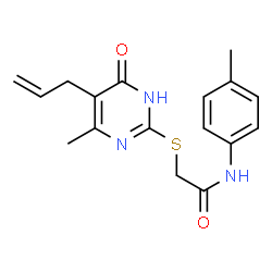2-[(5-allyl-4-methyl-6-oxo-1,6-dihydro-2-pyrimidinyl)sulfanyl]-N-(4-methylphenyl)acetamide结构式