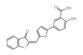 2-hydroxy-5-[5-[(E)-(3-oxo-1-benzothiophen-2-ylidene)methyl]furan-2-yl]benzoic acid Structure