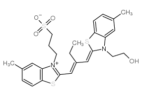 5,5'-dimethyl-9-ethyl-3-(2-hydroxy-ethyl)-3'-(3-sulfopropyl)thiacarbocyanine betaine structure