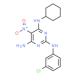 N~2~-(3-chlorophenyl)-N~4~-cyclohexyl-5-nitropyrimidine-2,4,6-triamine结构式