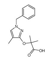 2-Methyl-2-[[4-methyl-1-benzyl-1H-pyrazol-3-yl]oxy]propanoic acid structure