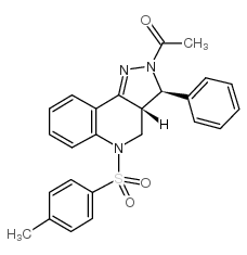 2H-Pyrazolo(4,3-c)quinoline, 3,3a,4,5-tetrahydro-2-acetyl-5-((4-methyl phenyl)sulfonyl)-3-phenyl-, cis- Structure