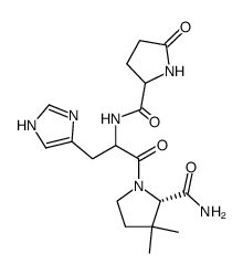 3,3-dimethyl-1-[Nα-(5-oxo-prolyl)-histidyl]-pyrrolidine-2-carboxylic acid amide结构式