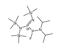 N,N,N'-Tristrimethylsilyl[aminoimino(diisopropylaminofluorophosphanyl)hydridophosphoran]结构式