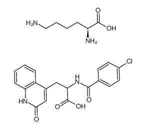 2-(4-chlorobenzoylamino)-3-(2-quinolon-4-yl)propionic acid L-lysine salt Structure