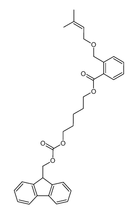 9H-fluoren-9-yl-methyl 5-[2-(prenyloxymethyl)benzoyloxy]pentyl carbonate Structure