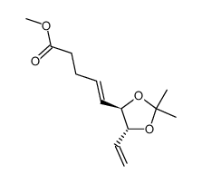 (E)-5-((4R,5R)-2,2-dimethyl-5-vinyl-[1,3]dioxolan-4-yl)-pent-4-enoic acid methyl ester结构式