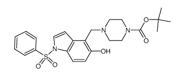 tert-butyl 4-{[5-hydroxy-1-(phenylsulfonyl)-1H-indol-4-yl]methyl}piperazine-1-carboxylate结构式