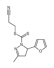 5-[2]furyl-3-methyl-4,5-dihydro-pyrazole-1-carbodithioic acid-(2-cyano-ethyl ester)结构式