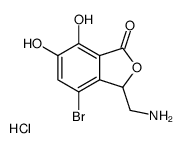 3-(aminomethyl)-4-bromo-6,7-dihydroxy-3H-2-benzofuran-1-one,hydrochloride结构式