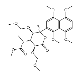 (3S,4R,5R,6R)-4-(N-methoxycarbonyl-N-methylamino)-3,5-bis(methoxymethyloxy)-6-methyl-6-(1,4,5,8-tetramethoxy-2-naphthalenyl)tetrahydro-2-pyranone结构式