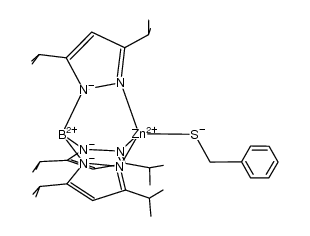 [(hydridotris(3,5-diisopropylpyrazolyl)borate)Zn(benzylsulfido)] Structure